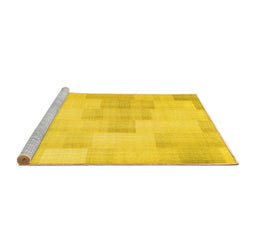 Sideview of Machine Washable Solid Yellow Modern Rug, wshcon1159yw