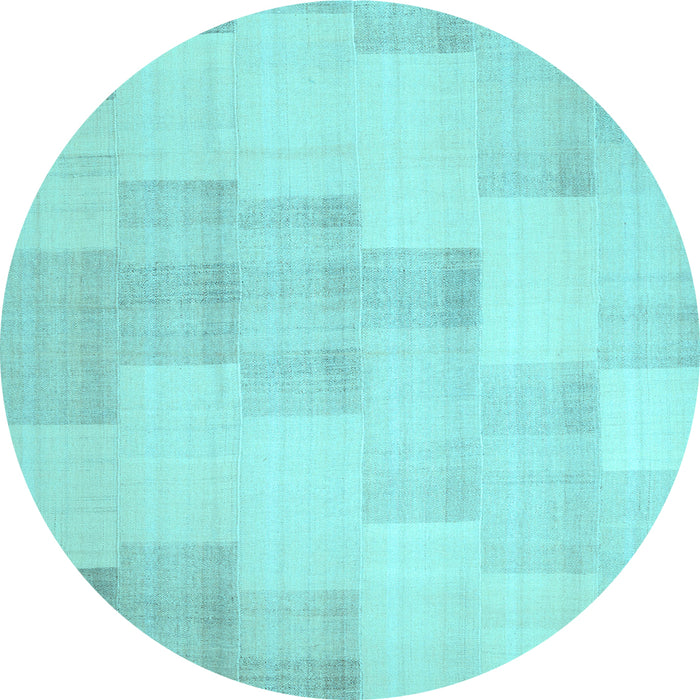 Round Machine Washable Solid Light Blue Modern Rug, wshcon1159lblu