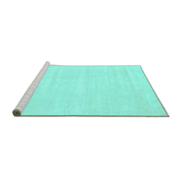 Sideview of Machine Washable Abstract Turquoise Contemporary Area Rugs, wshcon115turq
