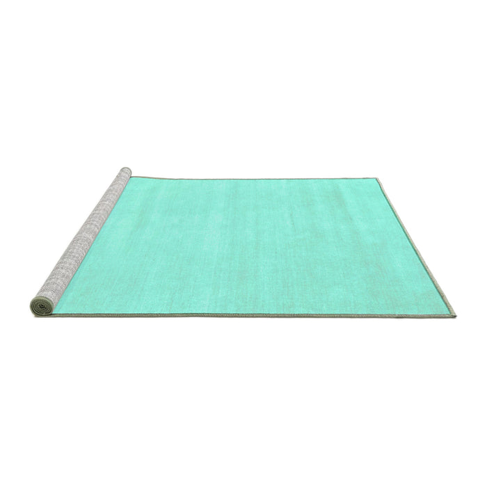 Sideview of Machine Washable Abstract Turquoise Contemporary Area Rugs, wshcon115turq