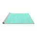 Sideview of Machine Washable Abstract Turquoise Contemporary Area Rugs, wshcon115turq