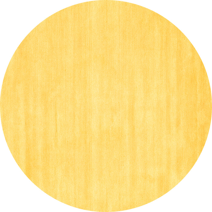 Round Abstract Yellow Contemporary Rug, con115yw