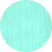 Round Machine Washable Abstract Turquoise Contemporary Area Rugs, wshcon115turq