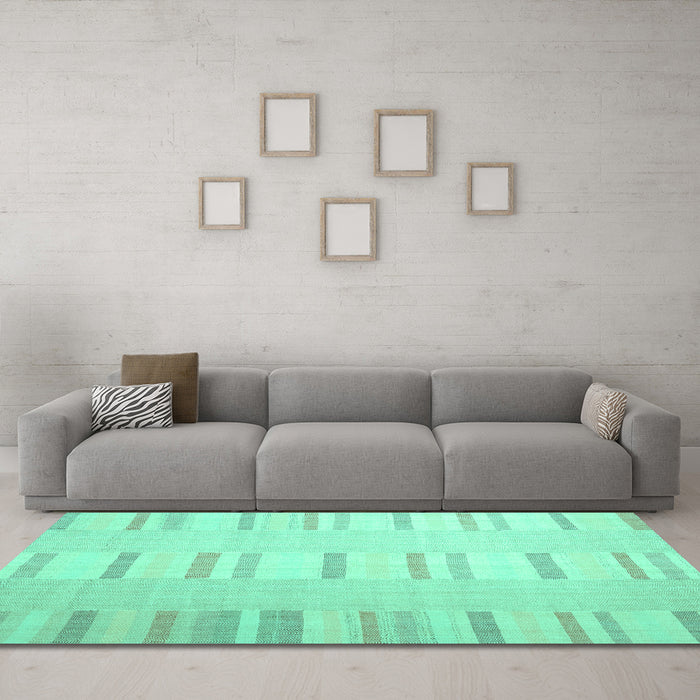 Machine Washable Solid Turquoise Modern Area Rugs in a Living Room,, wshcon1160turq