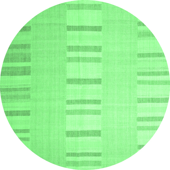 Round Machine Washable Solid Emerald Green Modern Area Rugs, wshcon1160emgrn