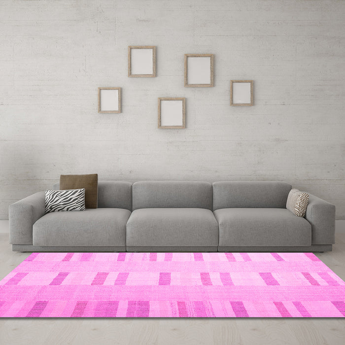 Machine Washable Solid Pink Modern Rug in a Living Room, wshcon1160pnk