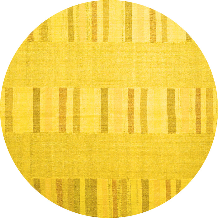 Round Machine Washable Solid Yellow Modern Rug, wshcon1160yw