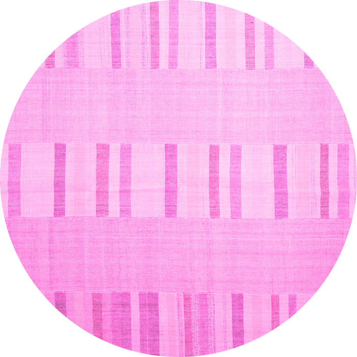 Round Machine Washable Solid Pink Modern Rug, wshcon1160pnk