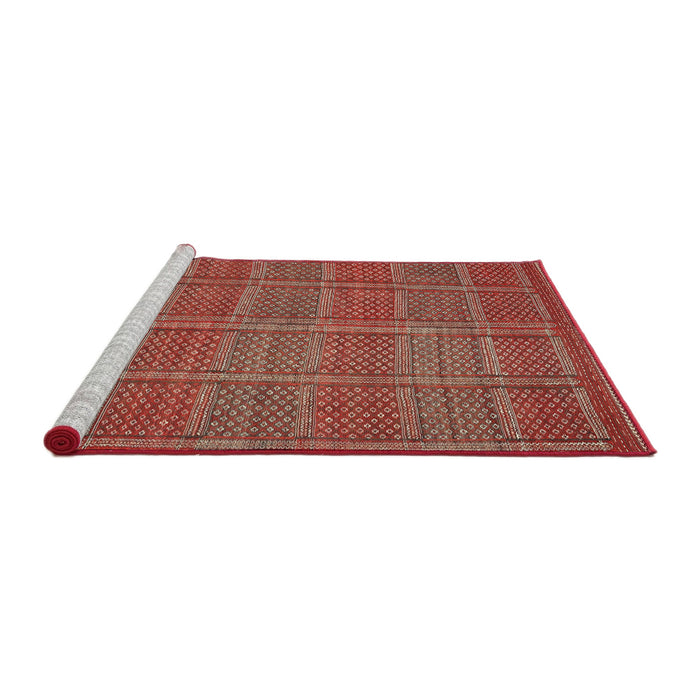 Serging Thickness of Machine Washable Contemporary Copper Red Pink Rug, wshcon1161