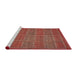 Serging Thickness of Machine Washable Contemporary Copper Red Pink Rug, wshcon1161
