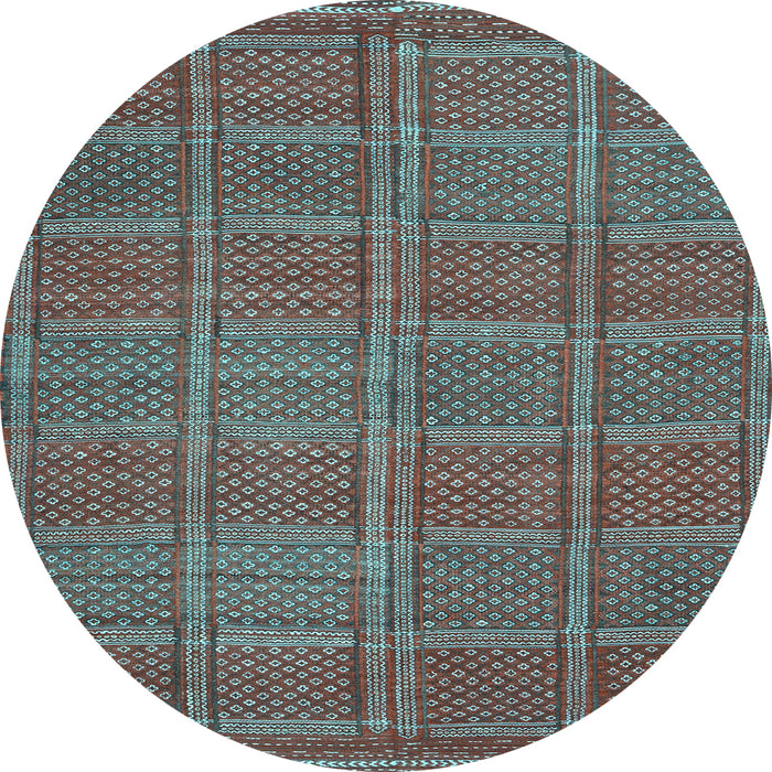 Round Machine Washable Oriental Light Blue Traditional Rug, wshcon1161lblu