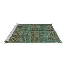 Sideview of Machine Washable Oriental Turquoise Traditional Area Rugs, wshcon1161turq