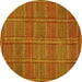 Round Oriental Yellow Traditional Rug, con1161yw