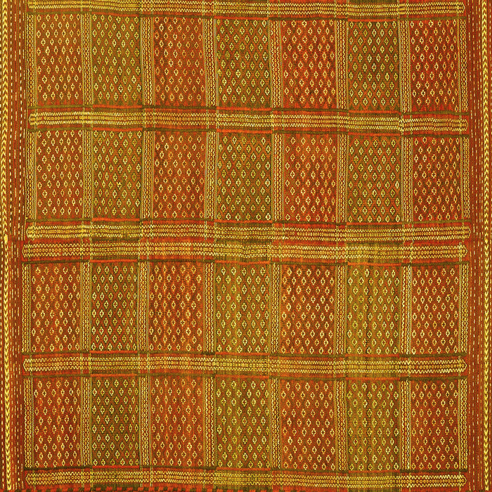 Square Machine Washable Oriental Yellow Traditional Rug, wshcon1161yw