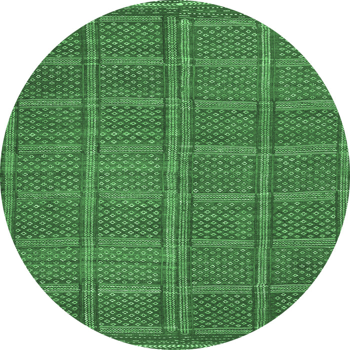Round Oriental Emerald Green Traditional Rug, con1161emgrn