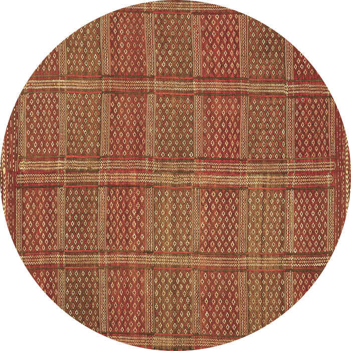 Round Machine Washable Oriental Brown Traditional Rug, wshcon1161brn