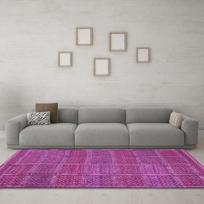 Machine Washable Oriental Purple Traditional Area Rugs in a Living Room, wshcon1161pur
