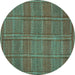 Round Oriental Turquoise Traditional Rug, con1161turq