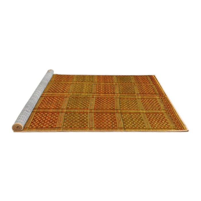 Sideview of Machine Washable Oriental Yellow Traditional Rug, wshcon1161yw