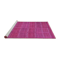 Sideview of Machine Washable Oriental Pink Traditional Rug, wshcon1161pnk