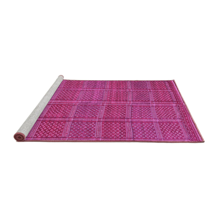 Sideview of Machine Washable Oriental Pink Traditional Rug, wshcon1161pnk