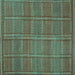 Square Oriental Turquoise Traditional Rug, con1161turq