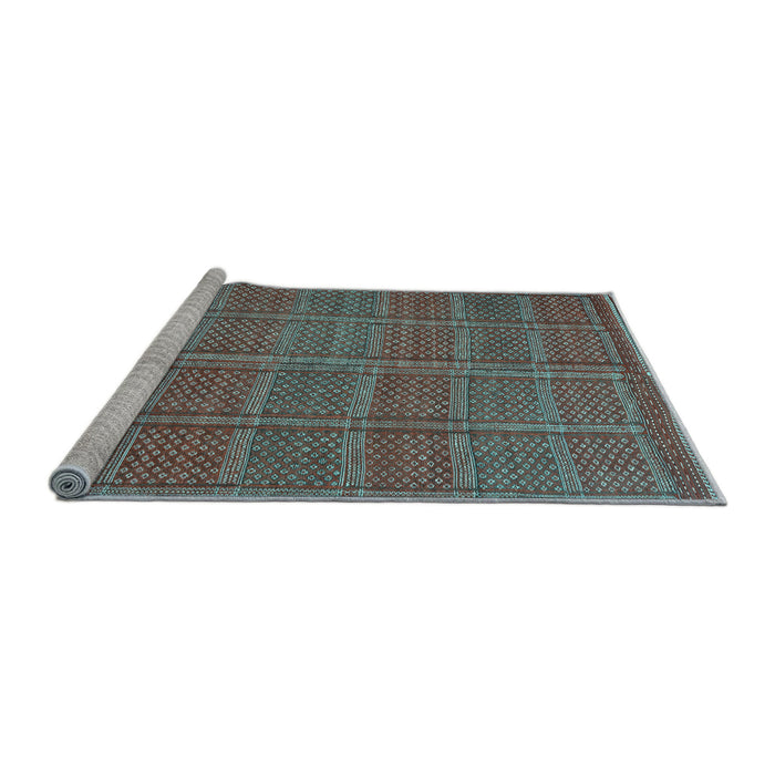 Sideview of Machine Washable Oriental Light Blue Traditional Rug, wshcon1161lblu