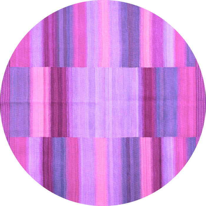 Round Abstract Purple Contemporary Rug, con1162pur
