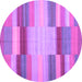 Round Abstract Purple Contemporary Rug, con1162pur