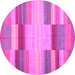 Round Machine Washable Abstract Pink Contemporary Rug, wshcon1162pnk