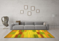 Machine Washable Abstract Yellow Contemporary Rug, wshcon1162yw