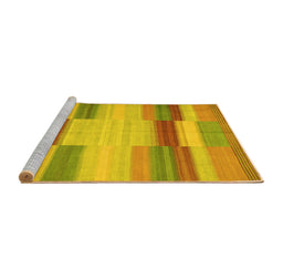 Sideview of Machine Washable Abstract Yellow Contemporary Rug, wshcon1162yw