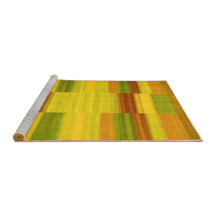 Sideview of Machine Washable Abstract Yellow Contemporary Rug, wshcon1162yw