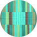 Round Abstract Turquoise Contemporary Rug, con1162turq