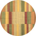 Round Abstract Brown Contemporary Rug, con1162brn