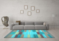 Machine Washable Abstract Light Blue Contemporary Rug, wshcon1162lblu