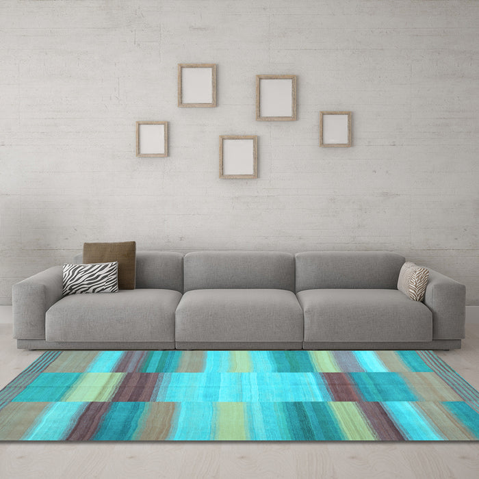 Machine Washable Abstract Light Blue Contemporary Rug in a Living Room, wshcon1162lblu