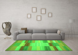 Machine Washable Abstract Green Contemporary Area Rugs in a Living Room,, wshcon1162grn