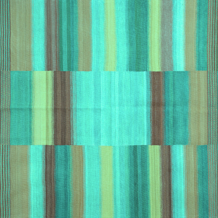 Square Machine Washable Abstract Turquoise Contemporary Area Rugs, wshcon1162turq