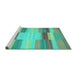 Sideview of Machine Washable Abstract Turquoise Contemporary Area Rugs, wshcon1162turq