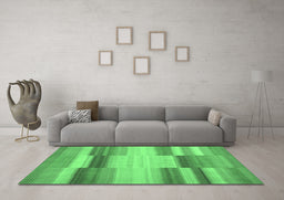 Machine Washable Abstract Emerald Green Contemporary Area Rugs in a Living Room,, wshcon1162emgrn