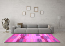 Machine Washable Abstract Pink Contemporary Rug in a Living Room, wshcon1162pnk