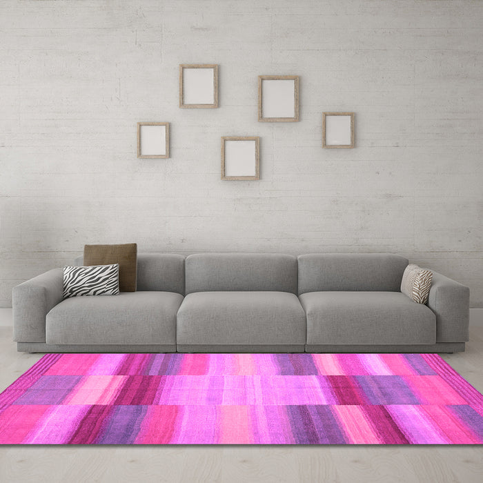 Machine Washable Abstract Pink Contemporary Rug in a Living Room, wshcon1162pnk