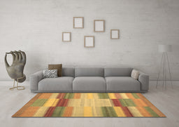 Machine Washable Abstract Brown Contemporary Rug in a Living Room,, wshcon1162brn
