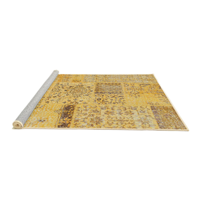 Serging Thickness of Machine Washable Contemporary Yellow Rug, wshcon1163