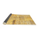 Thickness of Contemporary Yellow Patchwork Rug, con1163