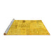 Sideview of Machine Washable Patchwork Yellow Transitional Rug, wshcon1163yw