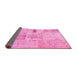 Sideview of Patchwork Pink Transitional Rug, con1163pnk