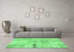 Machine Washable Patchwork Emerald Green Transitional Area Rugs in a Living Room,, wshcon1163emgrn