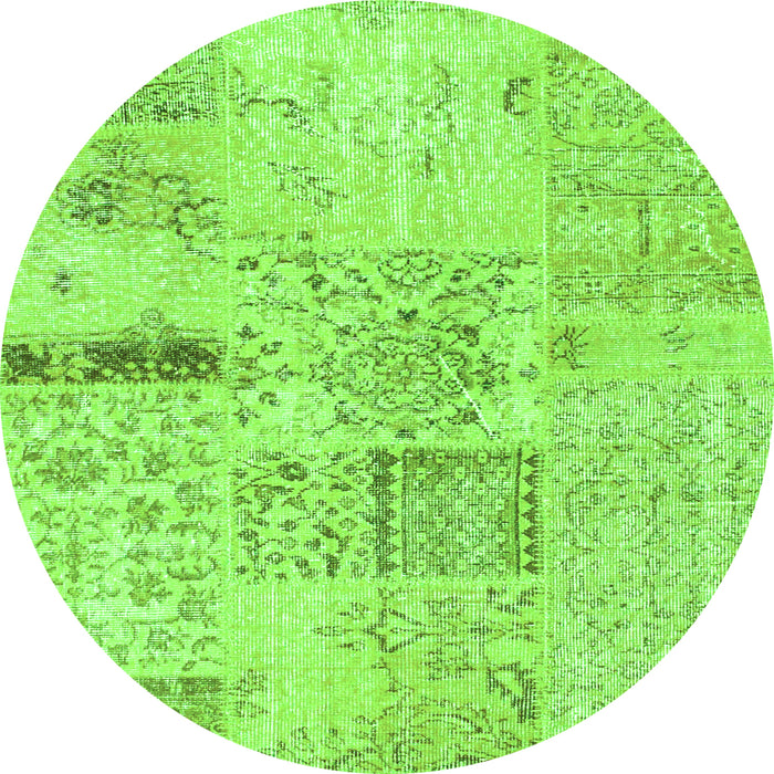 Square Patchwork Green Transitional Rug, con1163grn